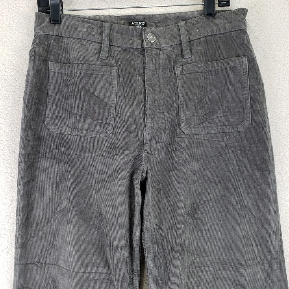 J.Crew Wide Leg Corduroy Pants Womens 29 Gray High Rise Patch Pocket Casual